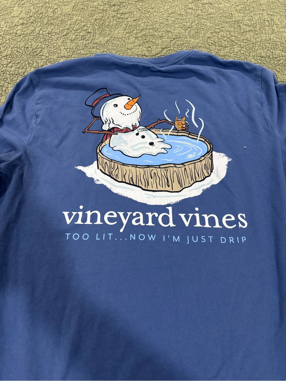 Vineyard Vines Blue Long-Sleeve Snowman Hot Tub Graphic Tee